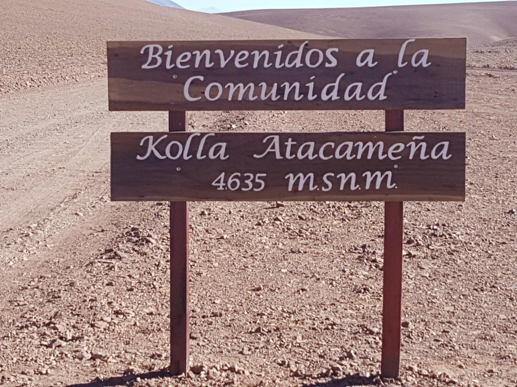 Cartel de la comunidad Kolla Atacameña, Antofalla, 4635 msnm